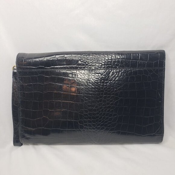 Vtg Valerie Stevens Genuine Leather Clutch, Embossed Reptile Pattern, Anti-theft - Picture 4 of 6